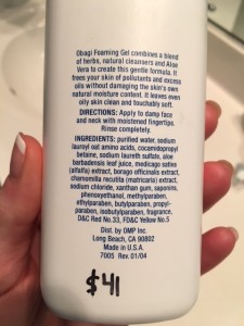 Obagi Foaming Gel Cleanser ingredients